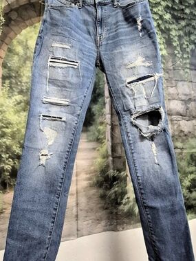 H&M Skinny Coupe Moulante Distressed Skinny Jeans in Blue Waist 33/32